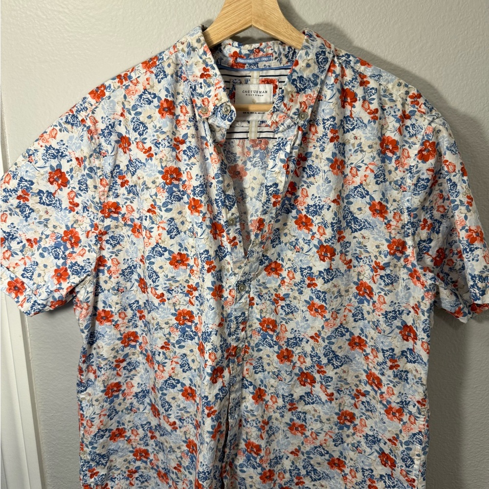 Cactus Floral Men's Shirt‎ - Red, Blue, White